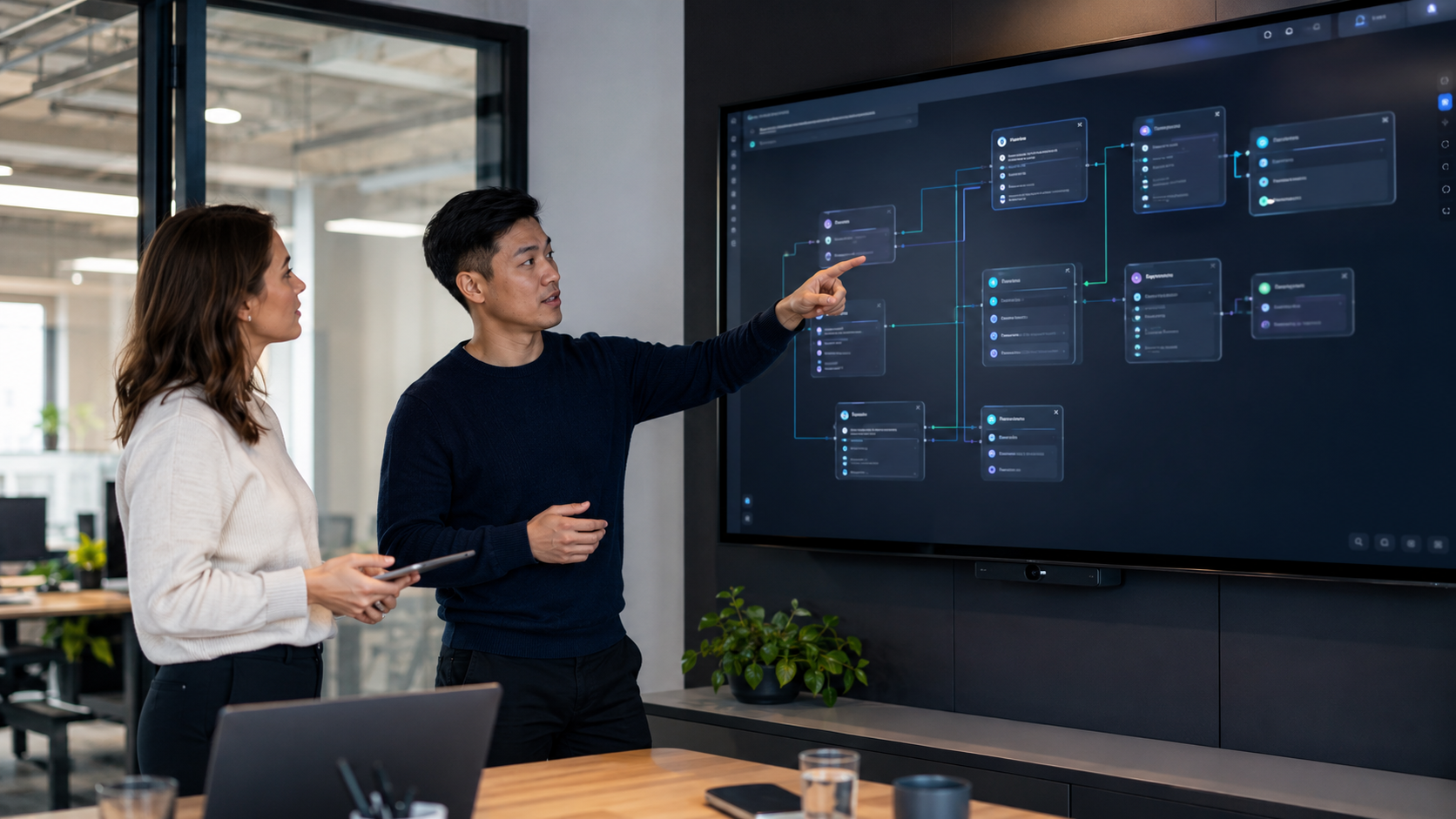 laptop and smartphone showing an ai agent workflow
