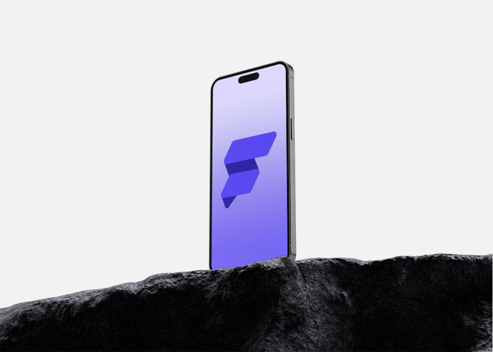 smartphone with flutterflow logo