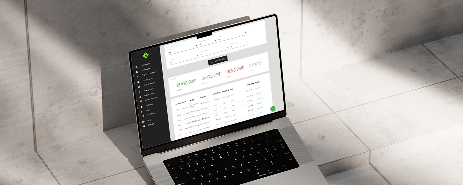 transaction list on a notebook