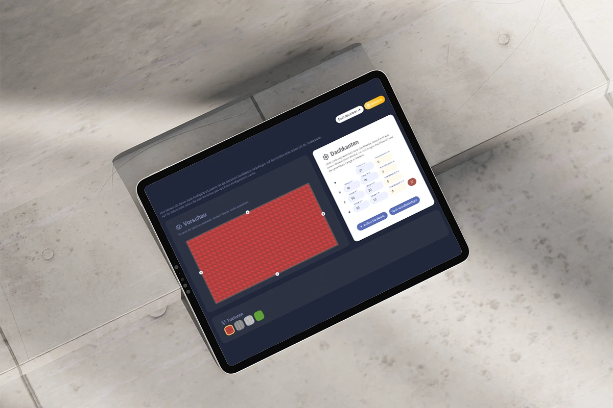 configuration screen on a tablet